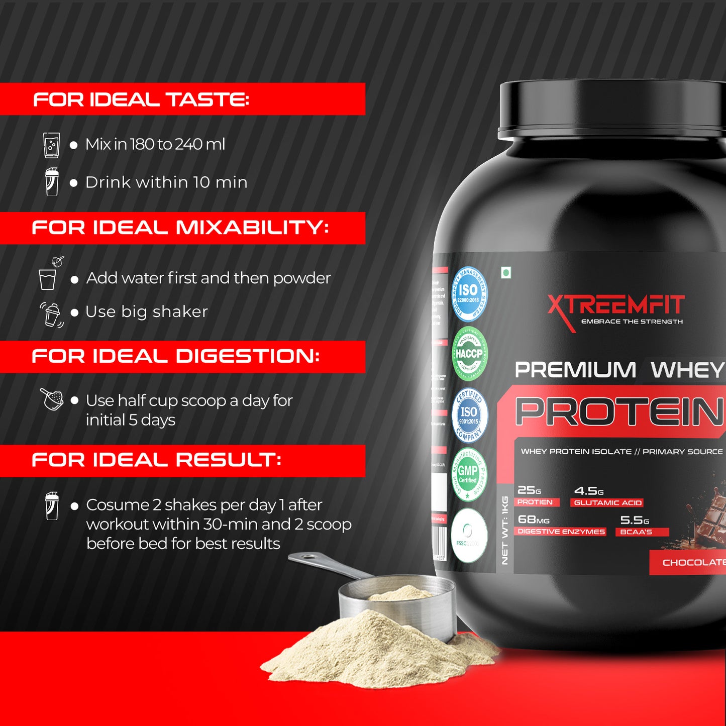 XtreemFit Premium Whey Protein Powder